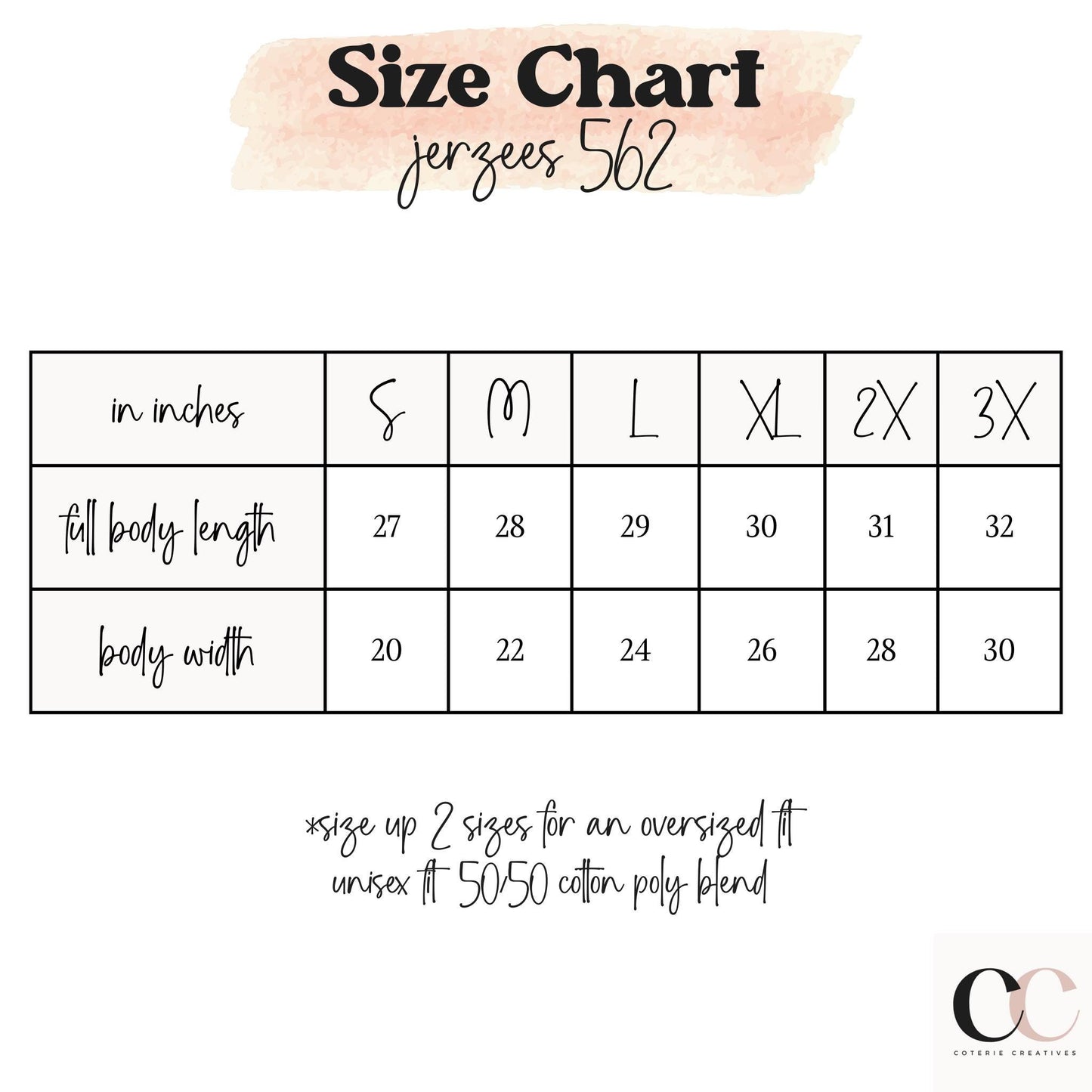 the size chart for a women's size chart