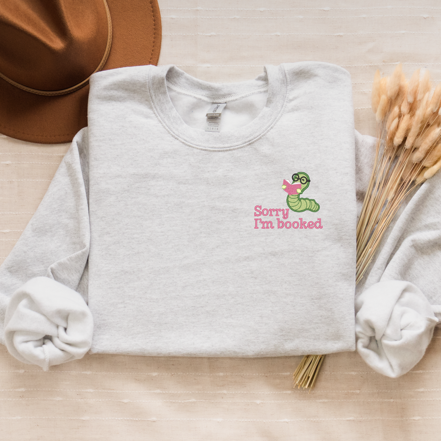 Sorry I'm Booked Embroidered Crewneck | Cozy Bookish Gift