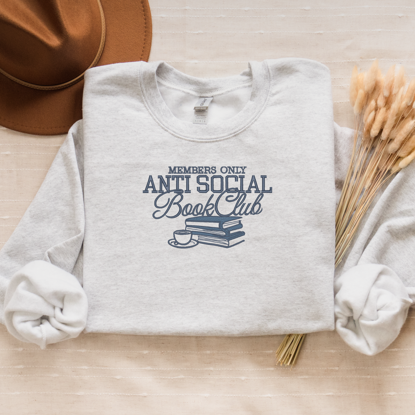 Embroidered Antisocial Bookclub Crewneck | Cozy Reading Sweater