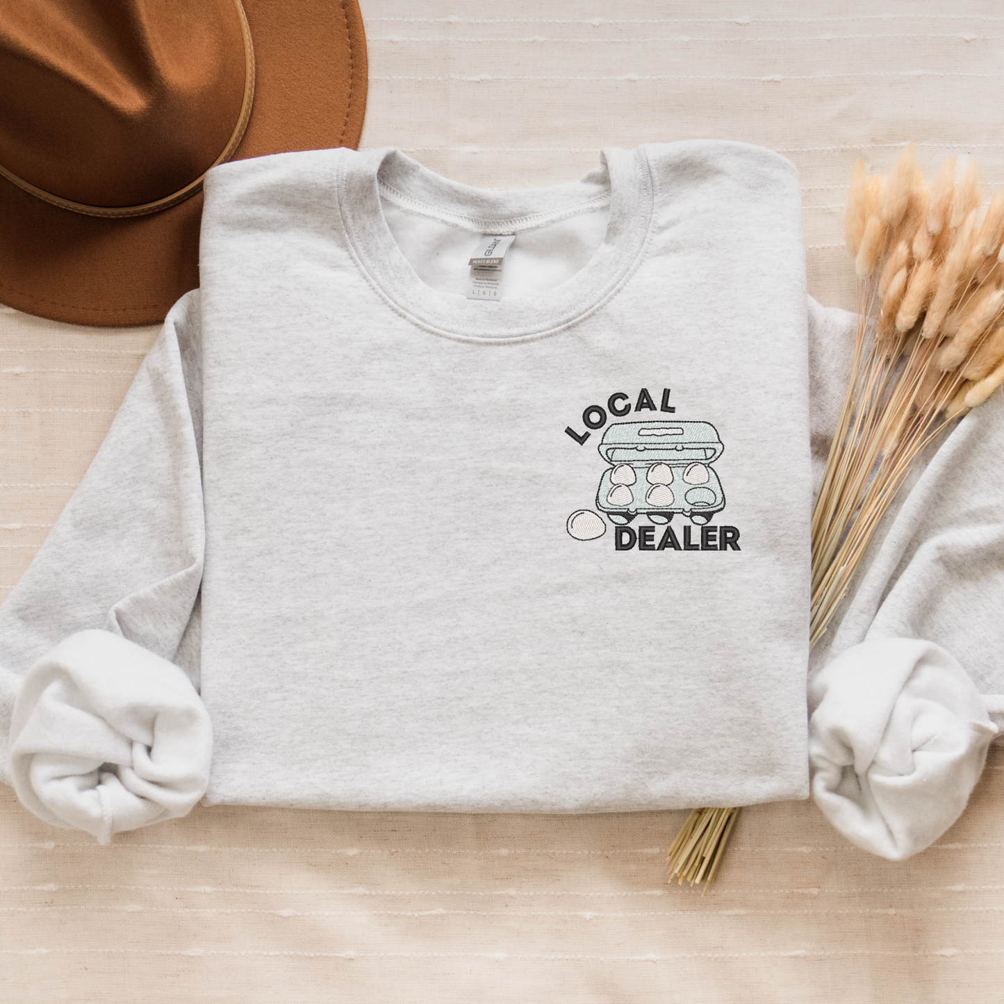 Local Egg Dealer Embroidered Crewneck Sweatshirt | Farm Fresh Egg Sweatshirt
