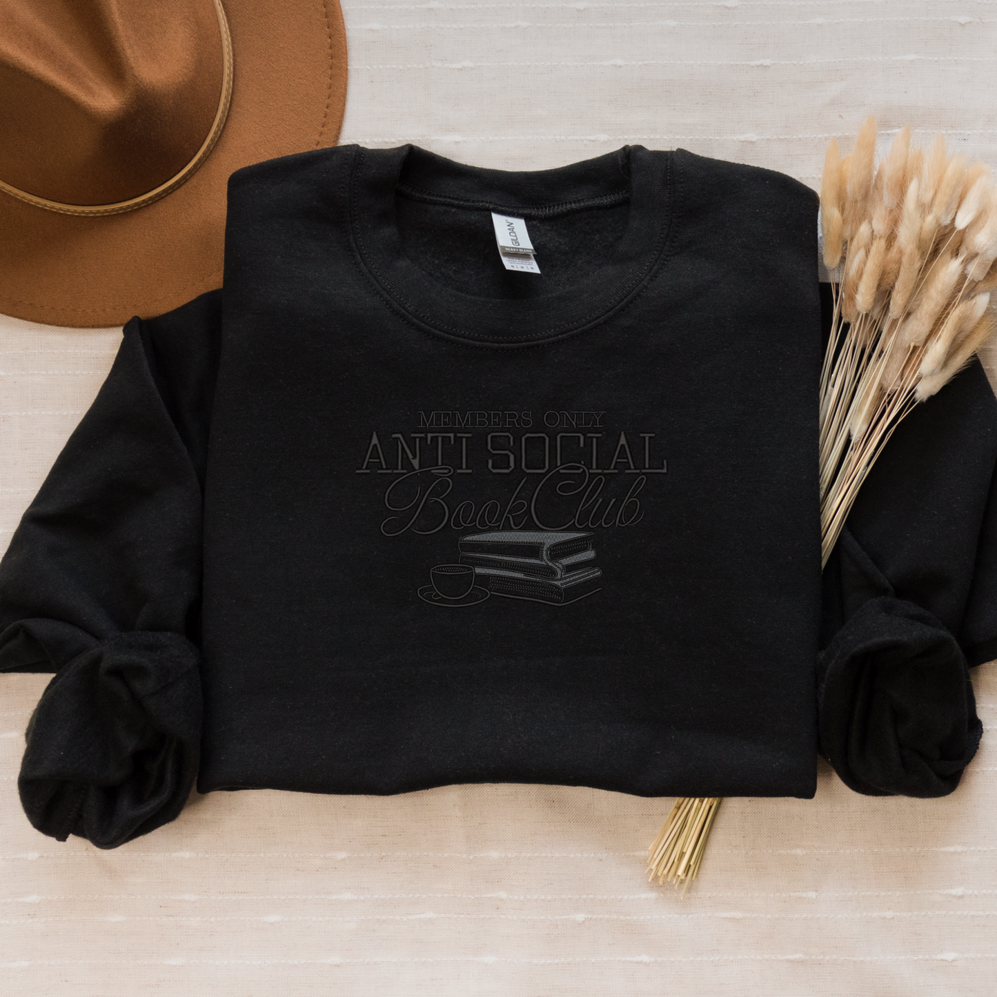 Embroidered Antisocial Bookclub Crewneck | Cozy Reading Sweater