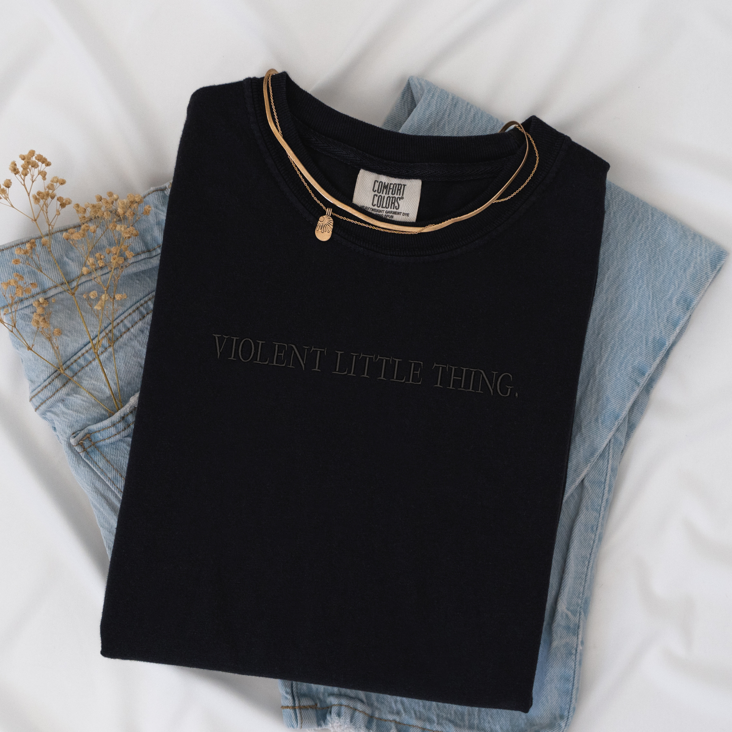 Violent Little Thing Embroidered Tee | Dark Romance Shirt