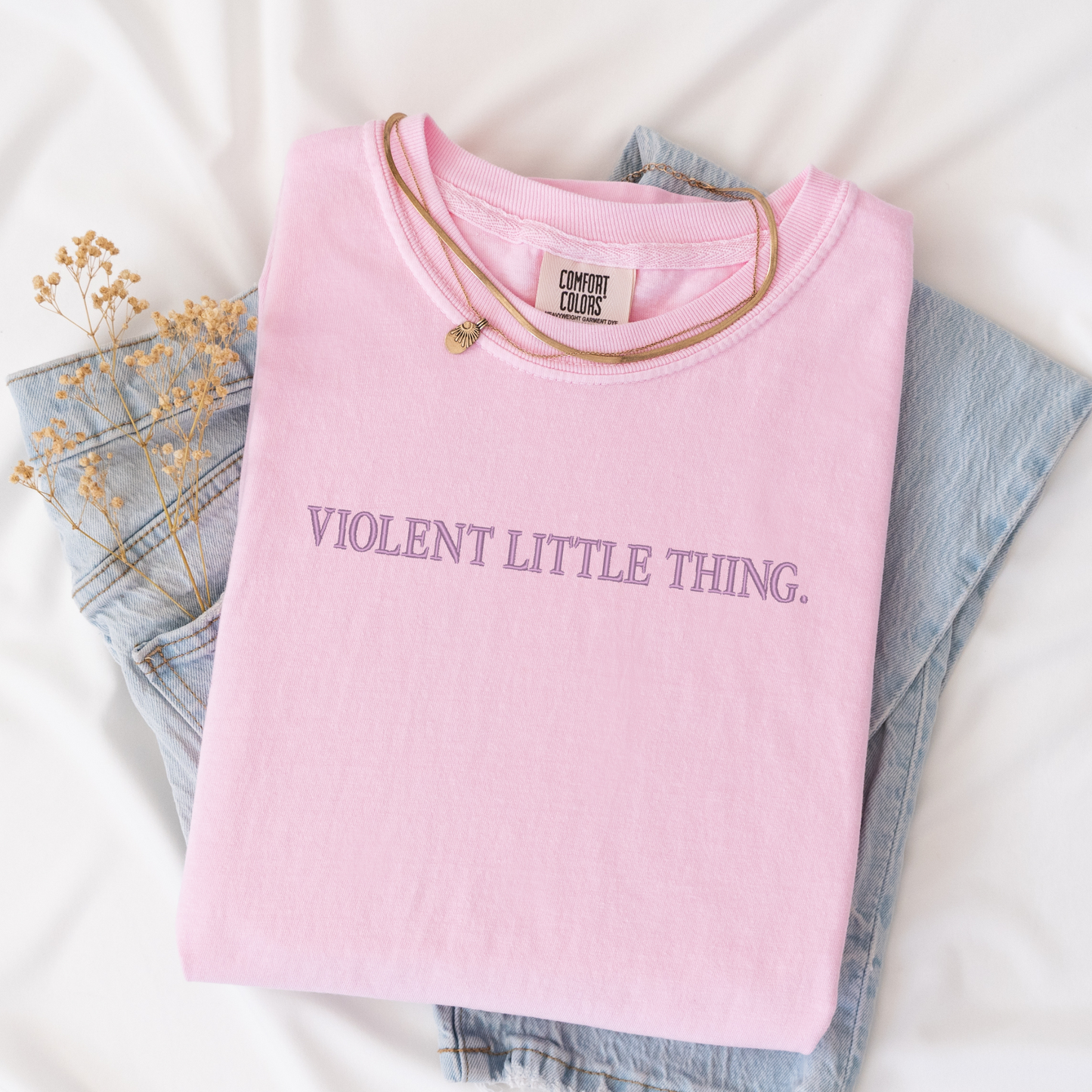 Violent Little Thing Embroidered Tee | Dark Romance Shirt