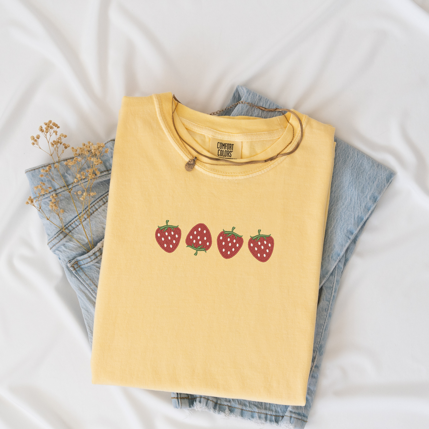 Summer Strawberry Embroidered T-Shirt | Comfort Colors | Berry Beautiful Shirt | Summer Apparel
