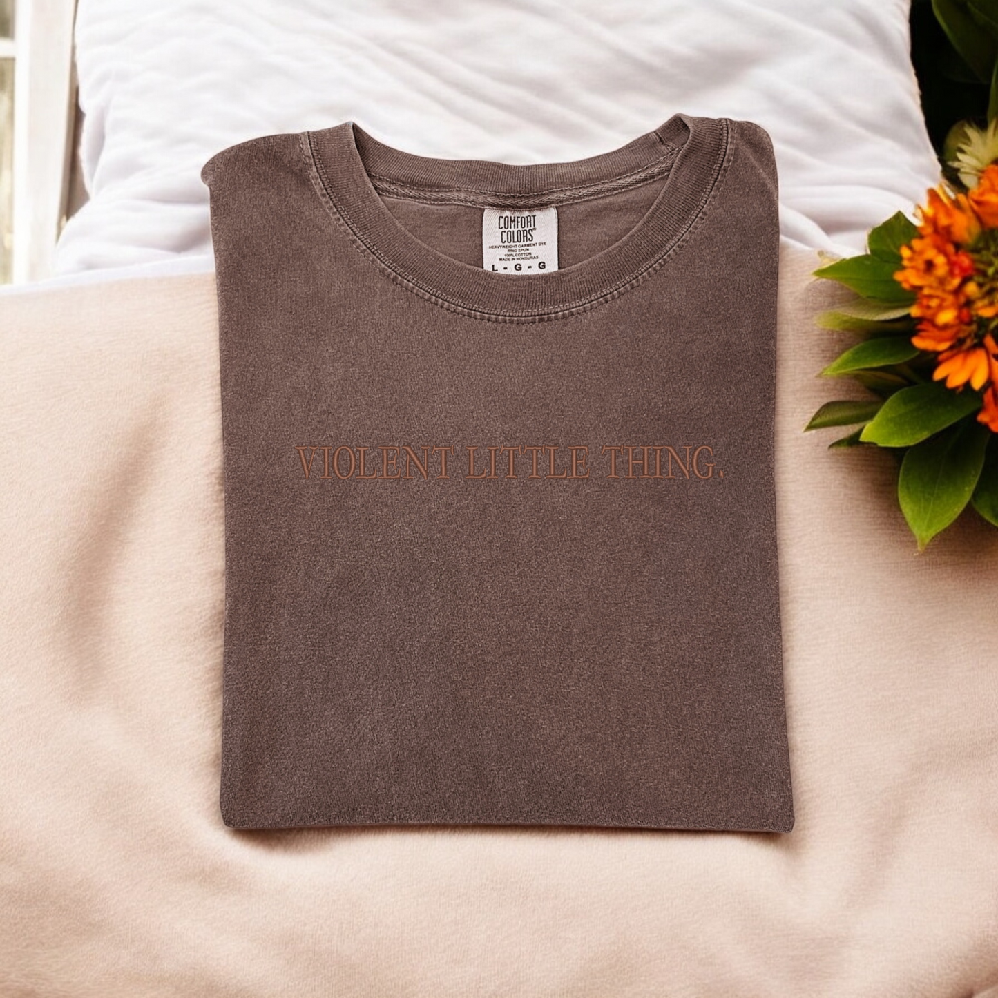 Violent Little Thing Embroidered Tee | Dark Romance Shirt