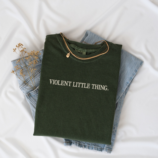 Violent Little Thing Embroidered Tee | Dark Romance Shirt