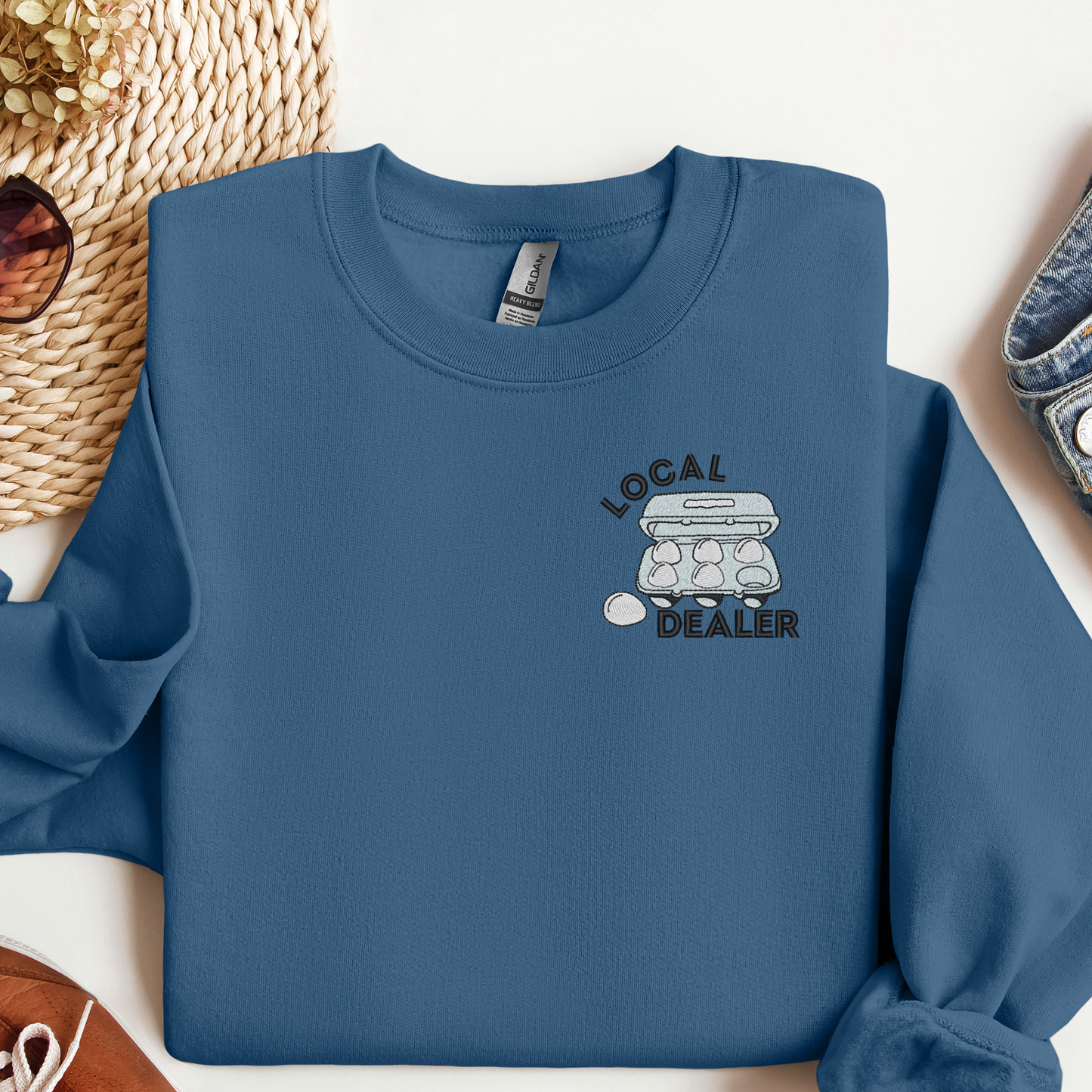 Local Egg Dealer Embroidered Crewneck Sweatshirt | Farm Fresh Egg Sweatshirt