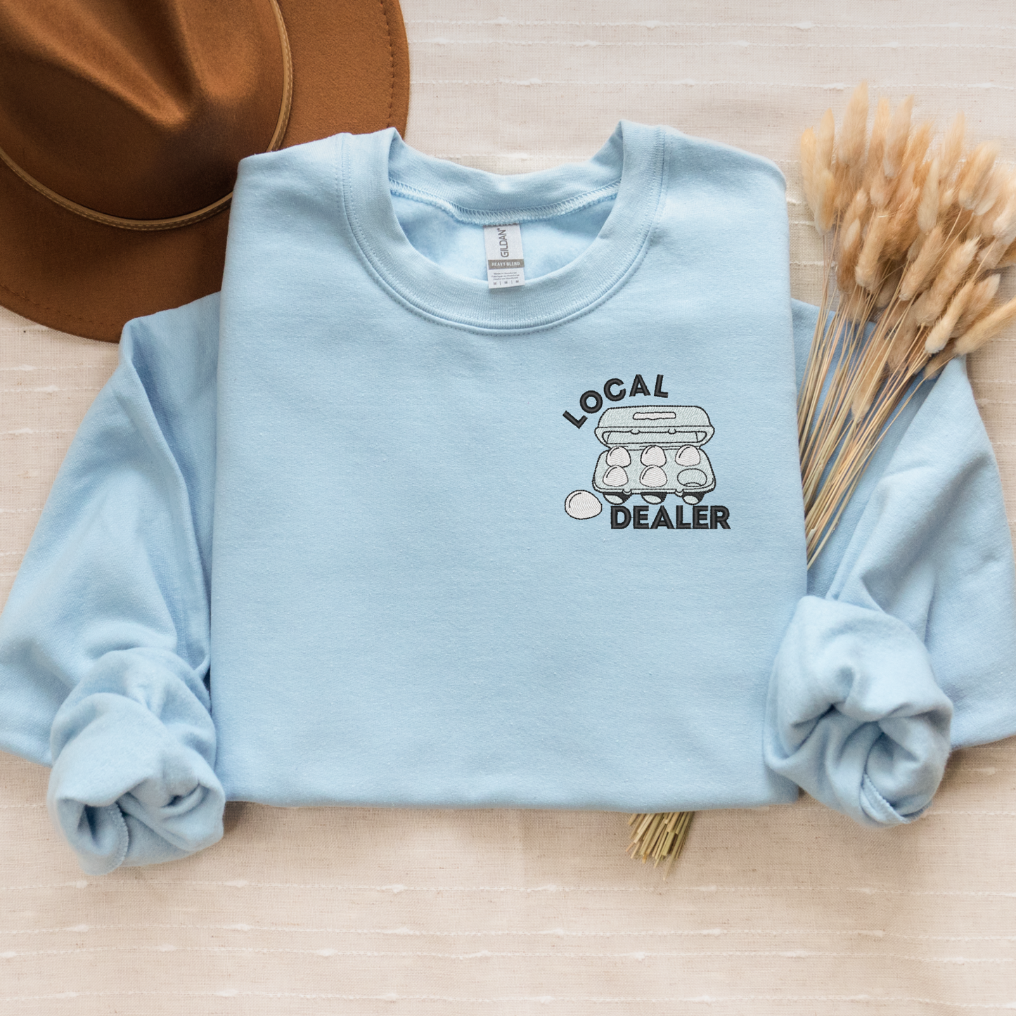 Local Egg Dealer Embroidered Crewneck Sweatshirt | Farm Fresh Egg Sweatshirt