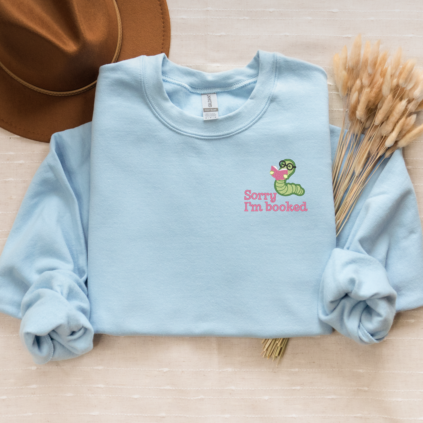 Sorry I'm Booked Embroidered Crewneck | Cozy Bookish Gift