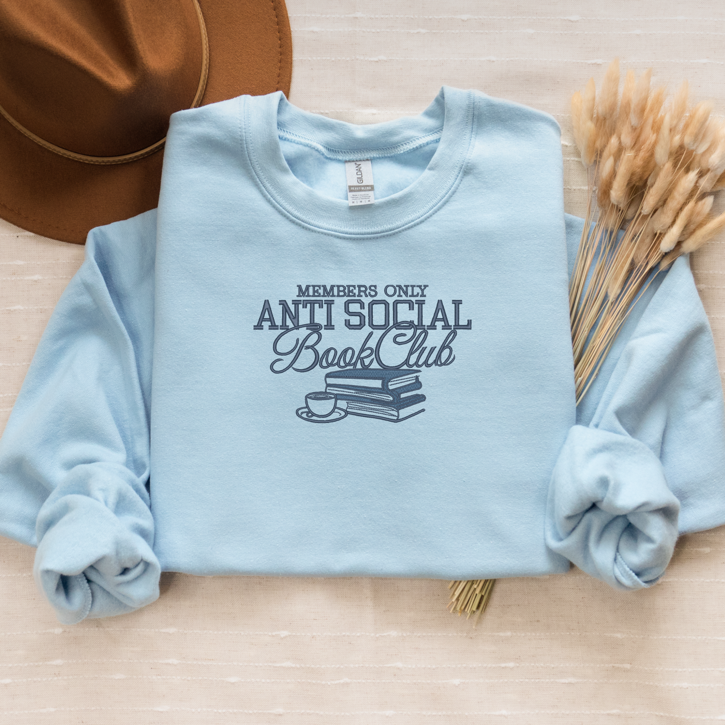 Embroidered Antisocial Bookclub Crewneck | Cozy Reading Sweater