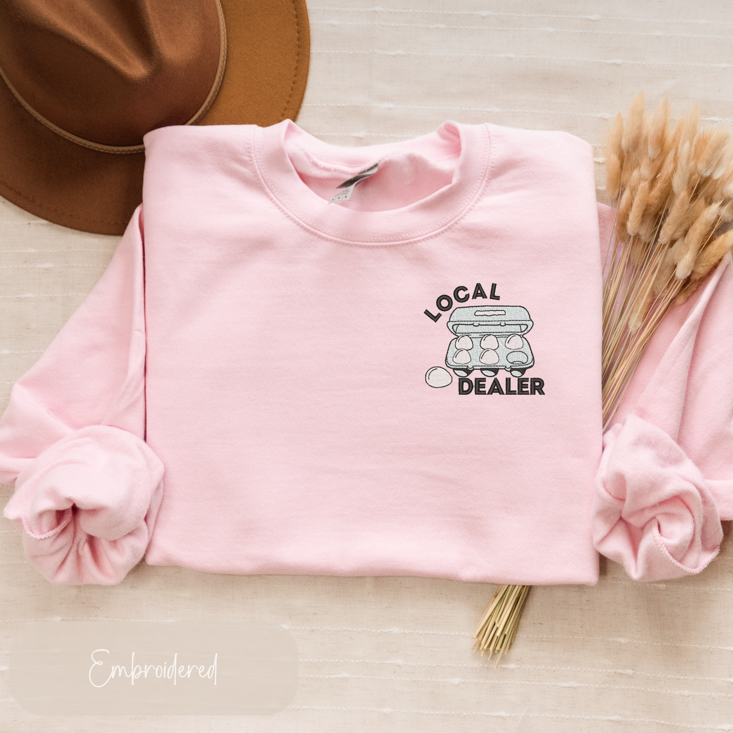Local Egg Dealer Embroidered Crewneck Sweatshirt | Farm Fresh Egg Sweatshirt