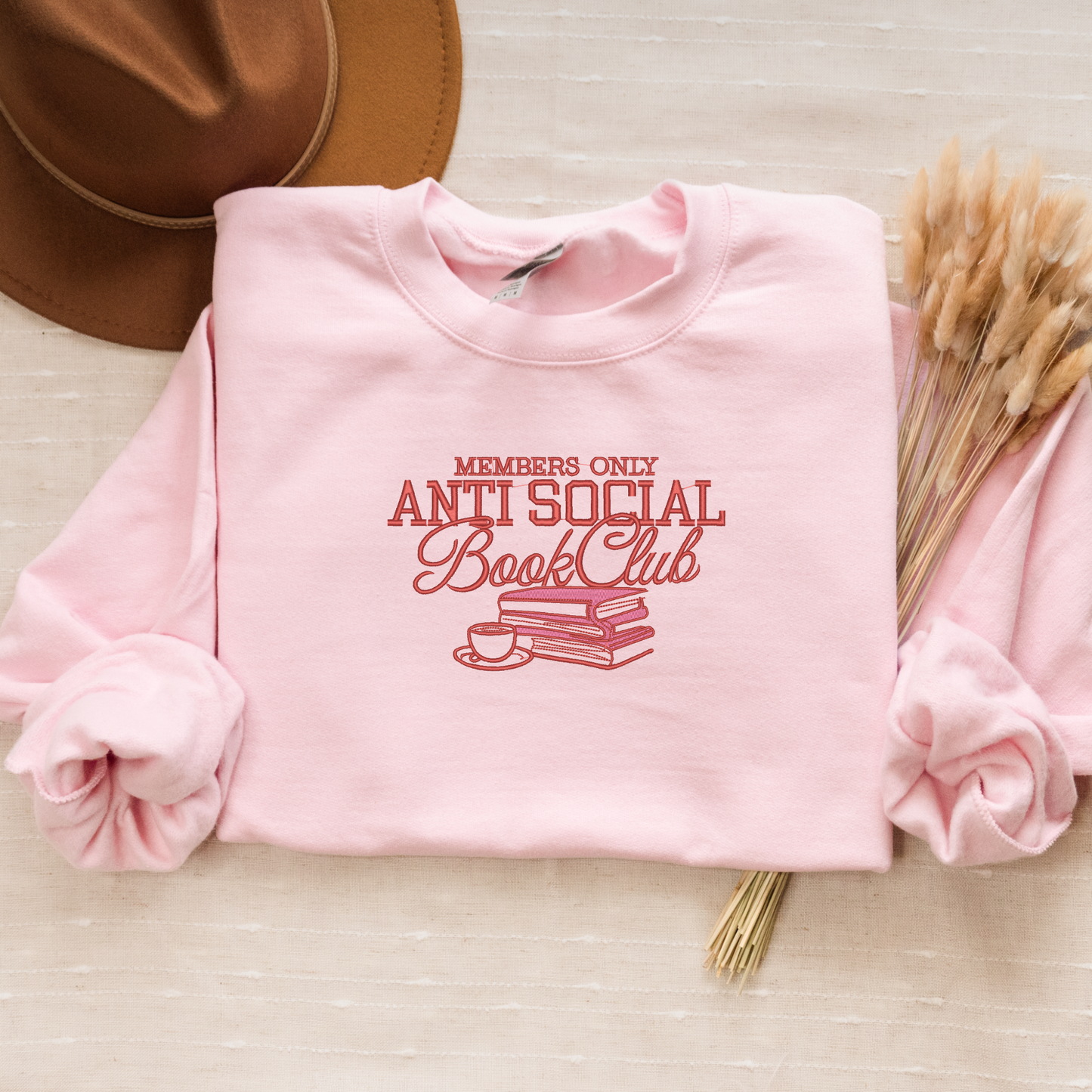 Embroidered Antisocial Bookclub Crewneck | Cozy Reading Sweater