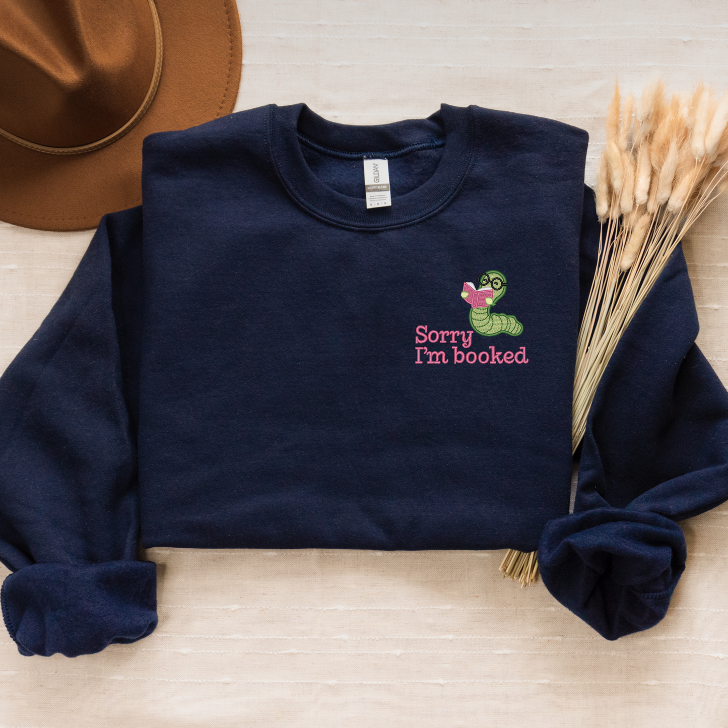 Sorry I'm Booked Embroidered Crewneck | Cozy Bookish Gift