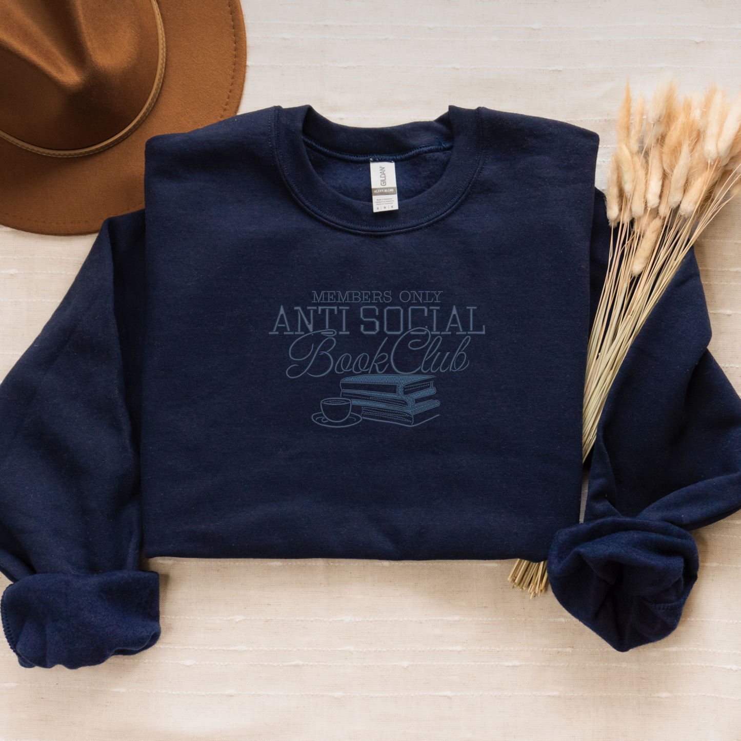 Embroidered Antisocial Bookclub Crewneck | Cozy Reading Sweater
