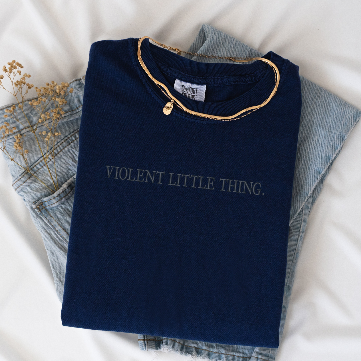 Violent Little Thing Embroidered Tee | Dark Romance Shirt