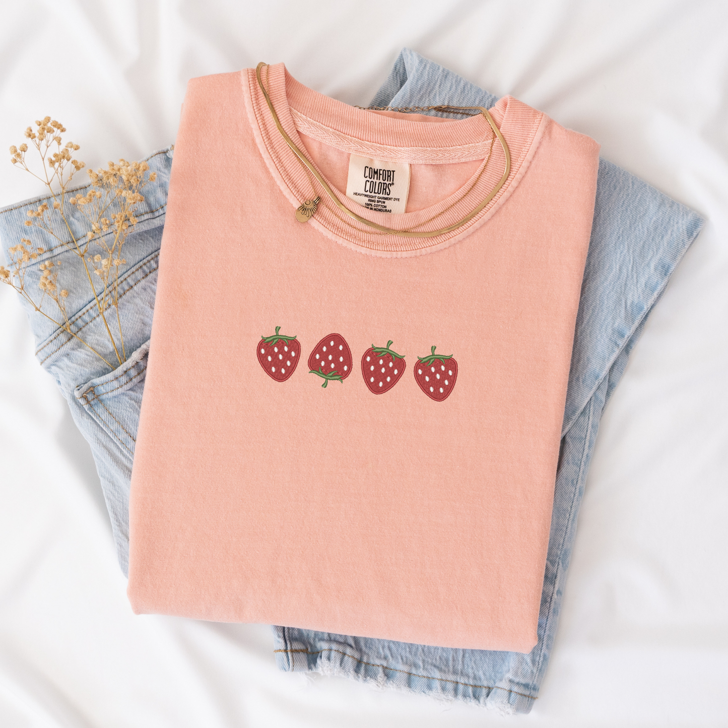 Summer Strawberry Embroidered T-Shirt | Comfort Colors | Berry Beautiful Shirt | Summer Apparel