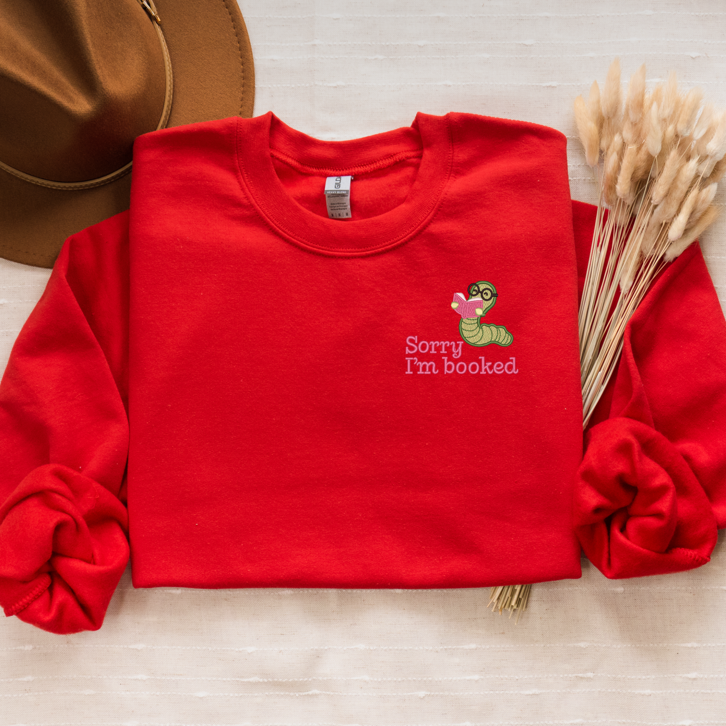 Sorry I'm Booked Embroidered Crewneck | Cozy Bookish Gift