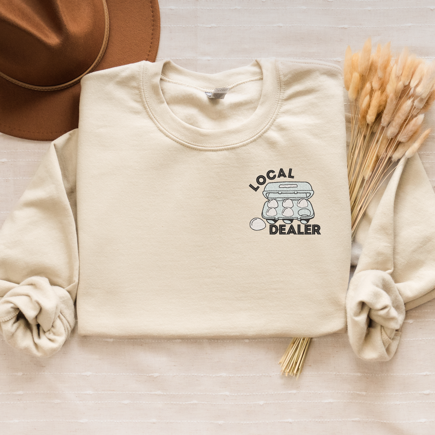 Local Egg Dealer Embroidered Crewneck Sweatshirt | Farm Fresh Egg Sweatshirt