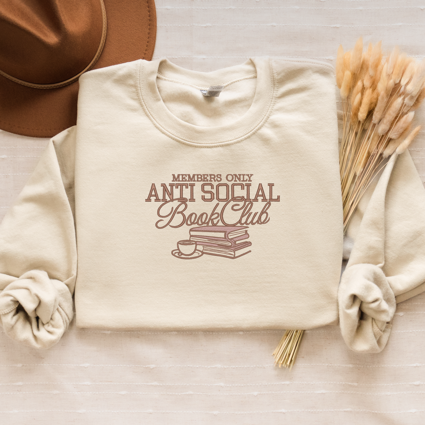 Embroidered Antisocial Bookclub Crewneck | Cozy Reading Sweater