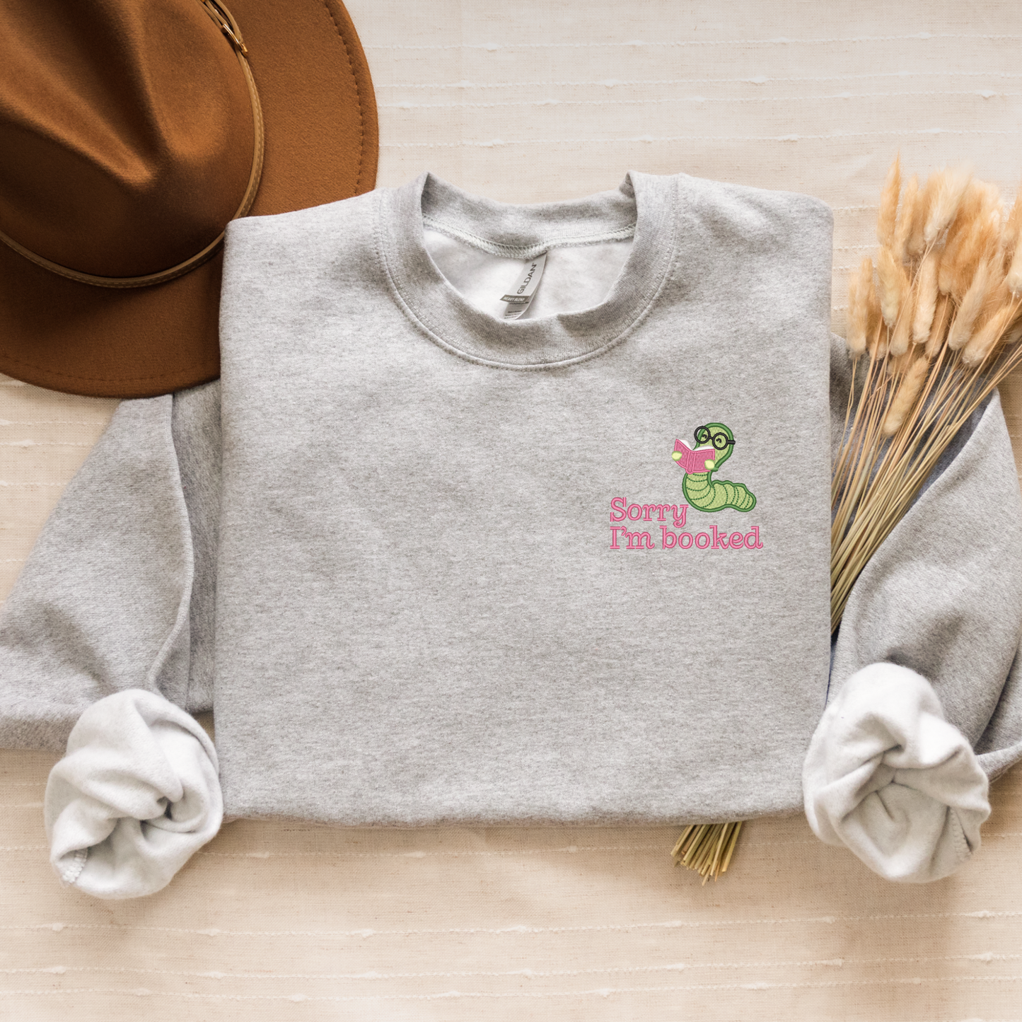 Sorry I'm Booked Embroidered Crewneck | Cozy Bookish Gift
