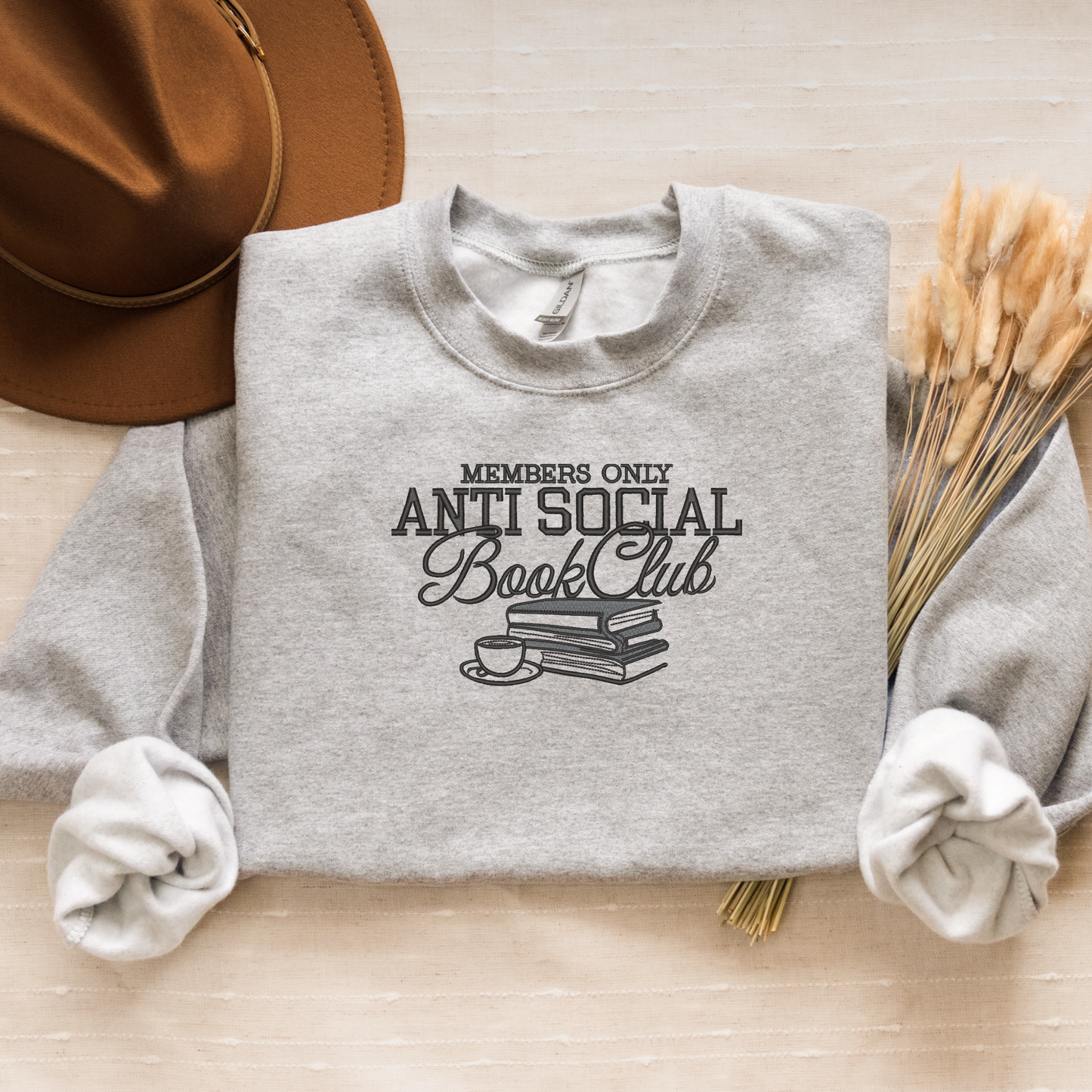 Embroidered Antisocial Bookclub Crewneck | Cozy Reading Sweater