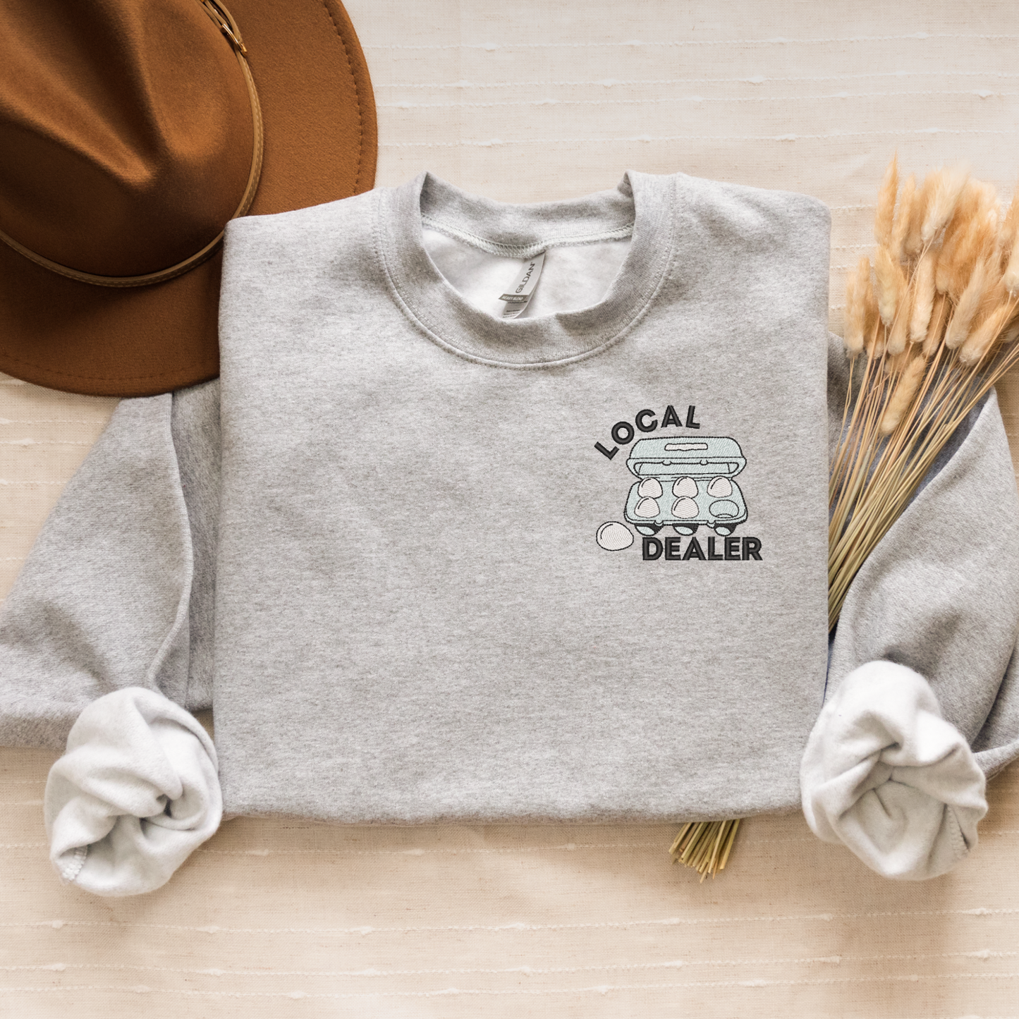 Local Egg Dealer Embroidered Crewneck Sweatshirt | Farm Fresh Egg Sweatshirt