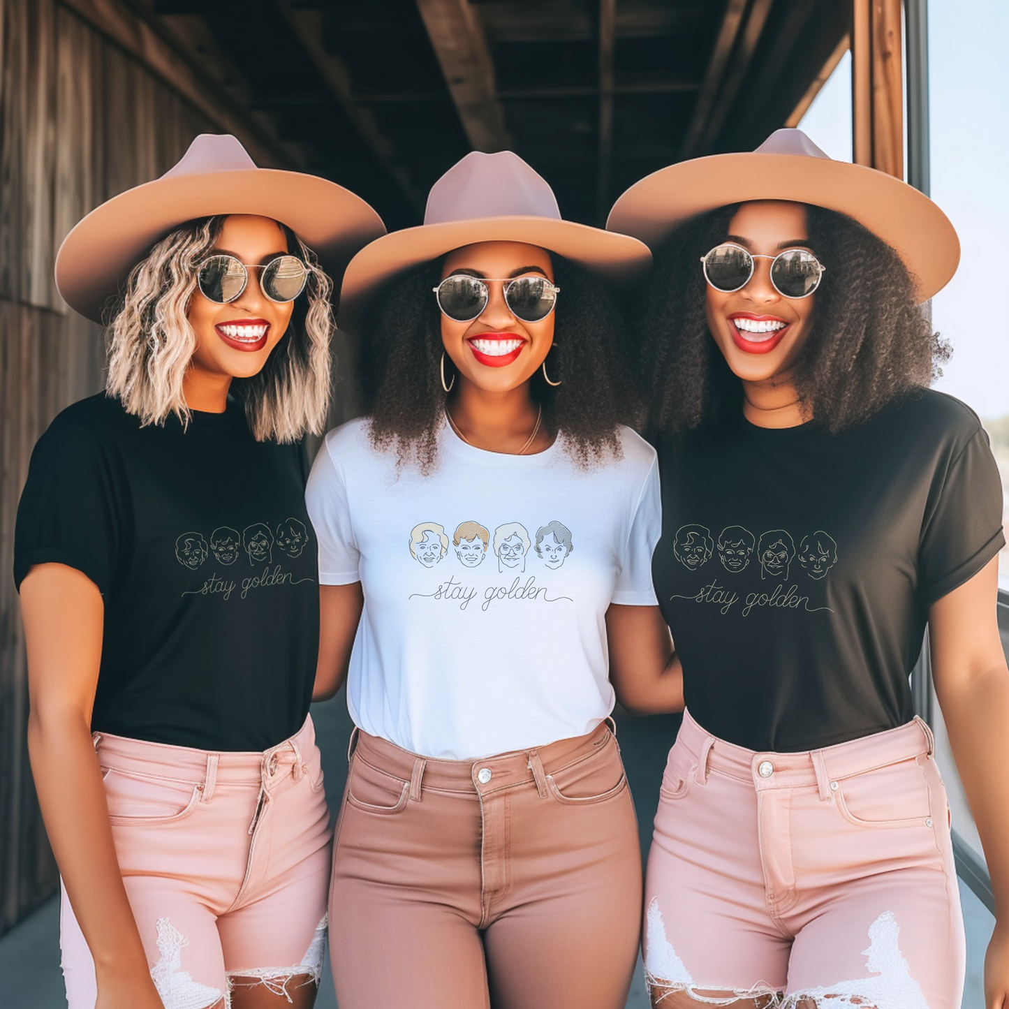Stay Golden T-shirt | Golden Girls Inspired Sketch Art | Embroidered Comfort Colors Shirt