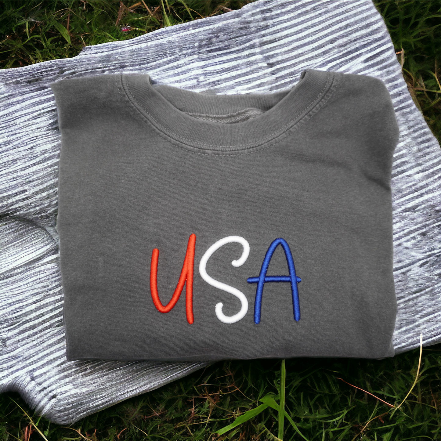3D Puff Embroidered USA Tee | Comfort Colors | Patriotic T-Shirt | 4th of July Apparel