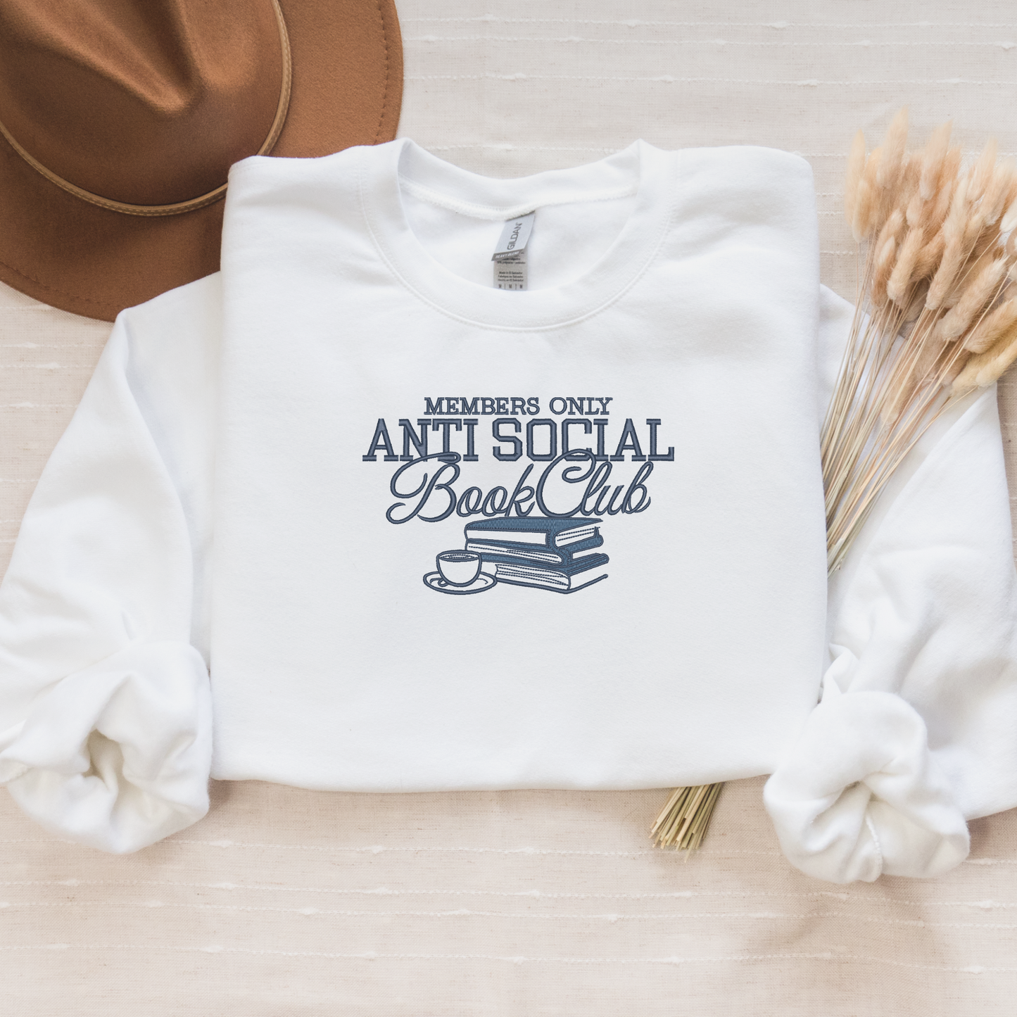 Embroidered Antisocial Bookclub Crewneck | Cozy Reading Sweater