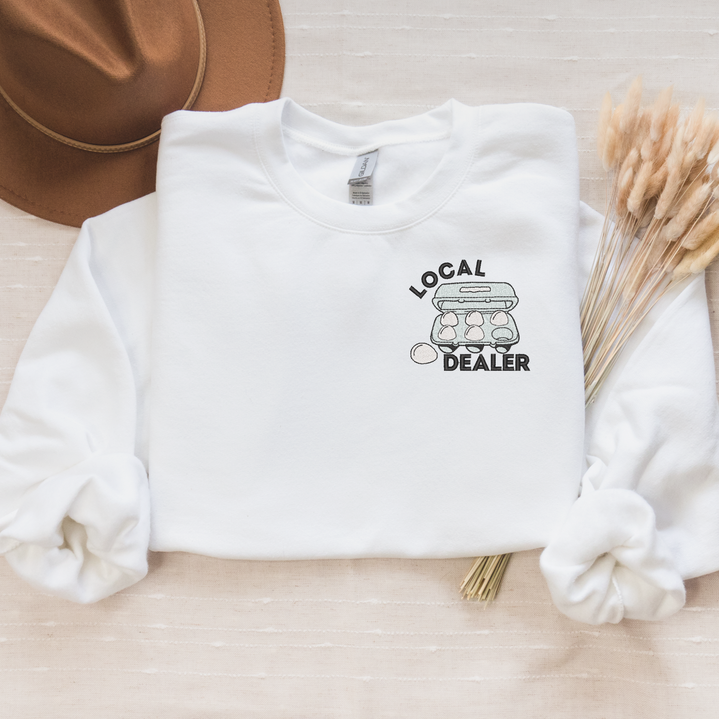 Local Egg Dealer Embroidered Crewneck Sweatshirt | Farm Fresh Egg Sweatshirt