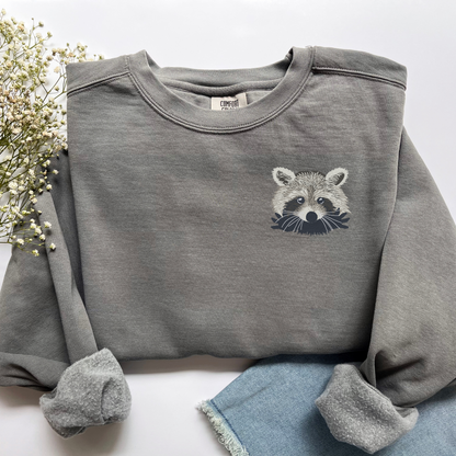 Embroidered Trash Panda Logo Crewneck | Raccoon Logo Design