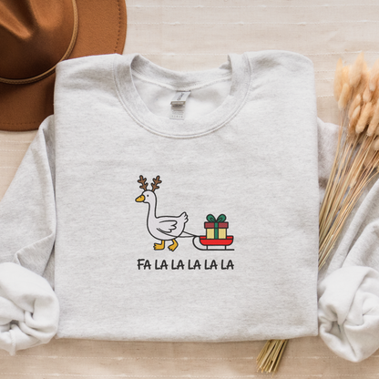 Embroidered Festive Goose Crewneck | Funny Christmas Sweatshirt | Reindeer Goose Sweater