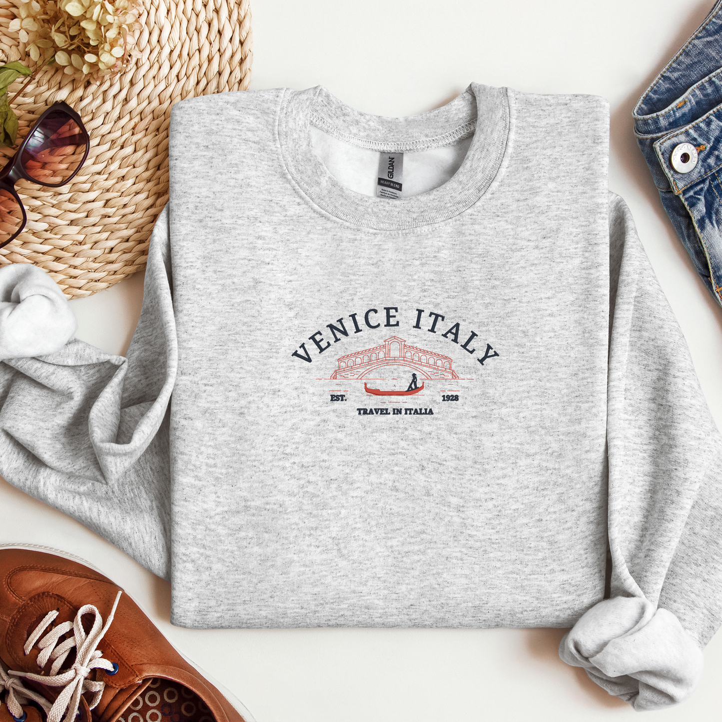 Venice Italy Crewneck | Wanderlust Canal Boat Design | Travel in Italia