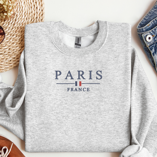 Paris France Embroidered Crewneck | Visit Paris Sweatshirt