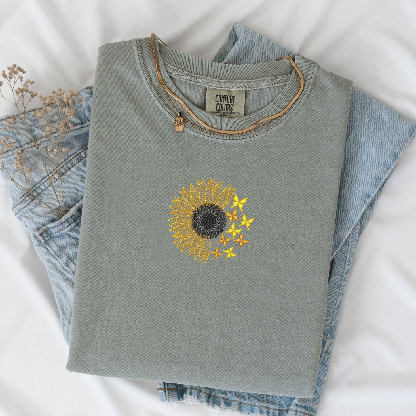 Summer Sunflower Butterfly Shirt | Botanical Tee