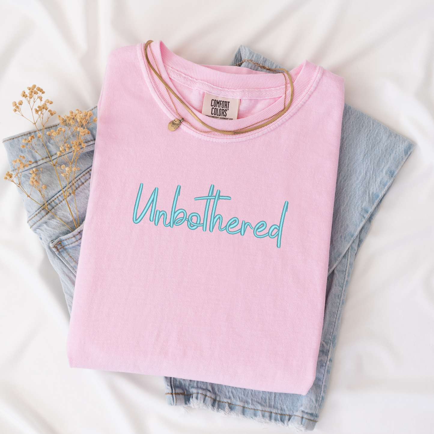 3D Embroidered Unbothered T-Shirt | Set Love Shirt | Mental Health Tee