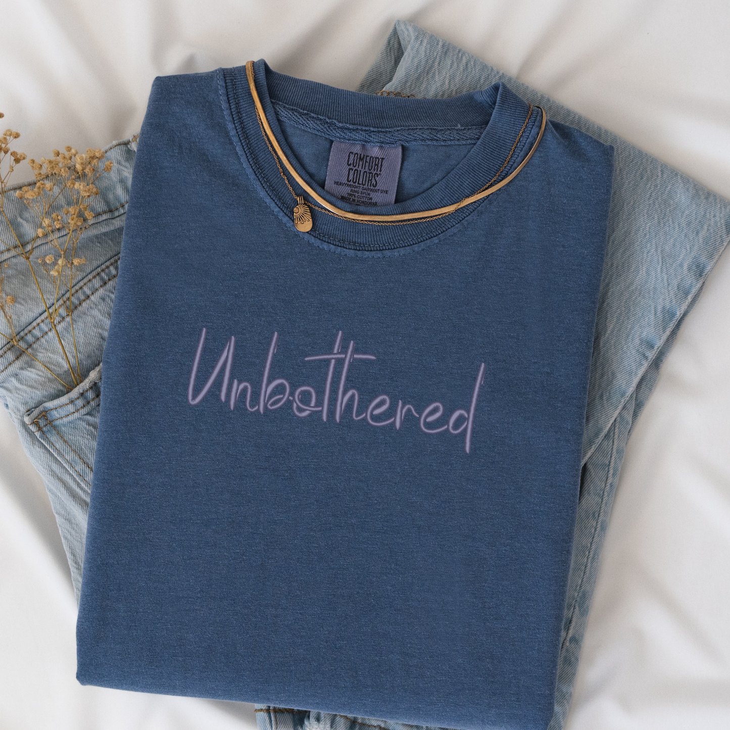 3D Embroidered Unbothered T-Shirt | Set Love Shirt | Mental Health Tee