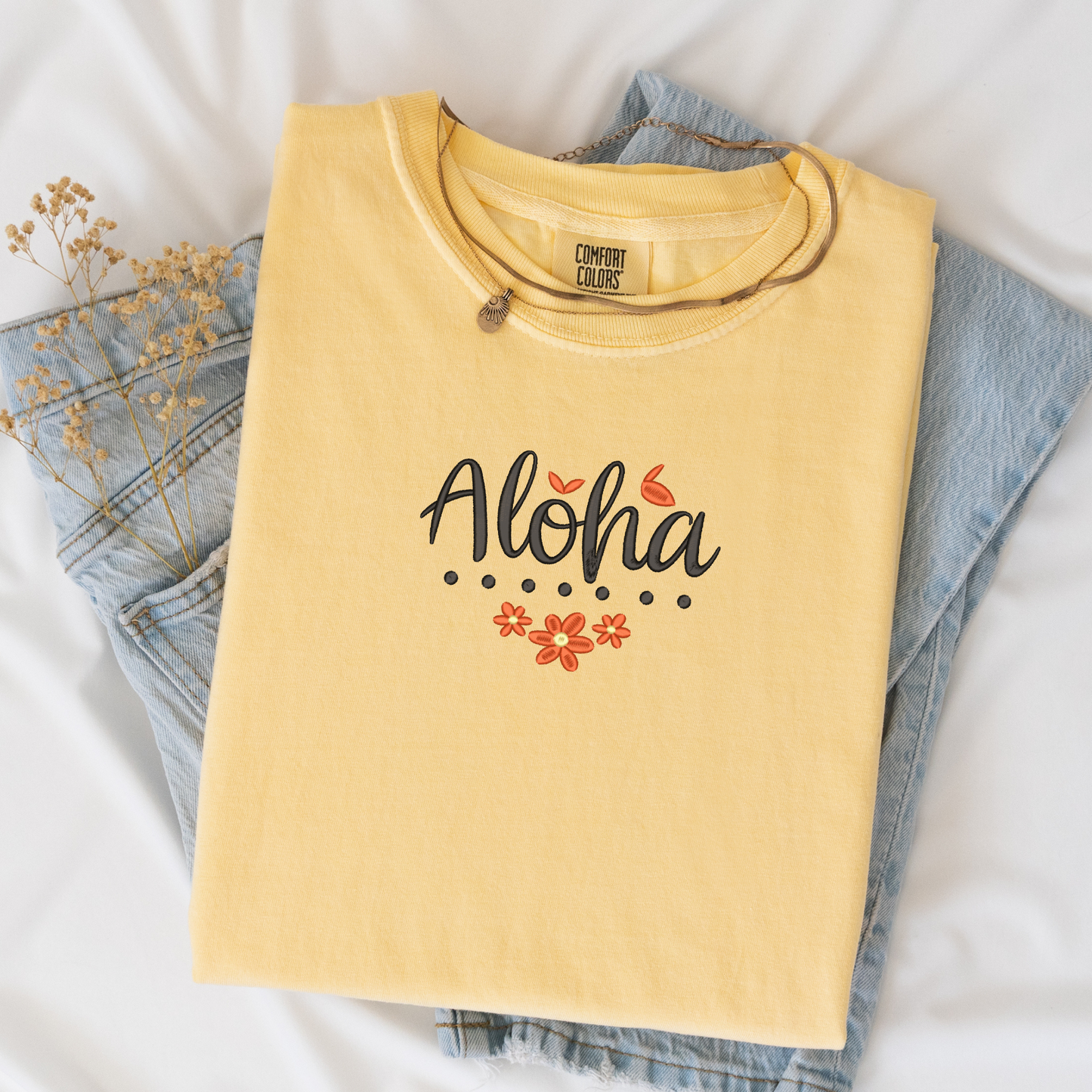 Embroidered Aloha T-Shirt | Beach Tee | Hawaii Shirt | Comfort Colors