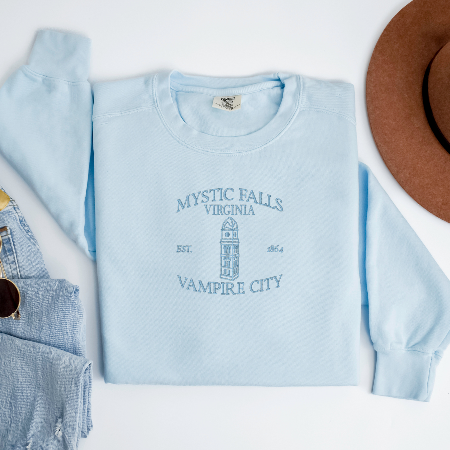 Embroidered Mystic Falls Crewneck | Vampire Diaries Inspired Sweater