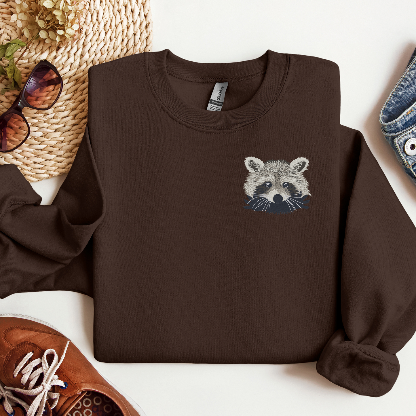 Embroidered Trash Panda Logo Crewneck | Raccoon Logo Design