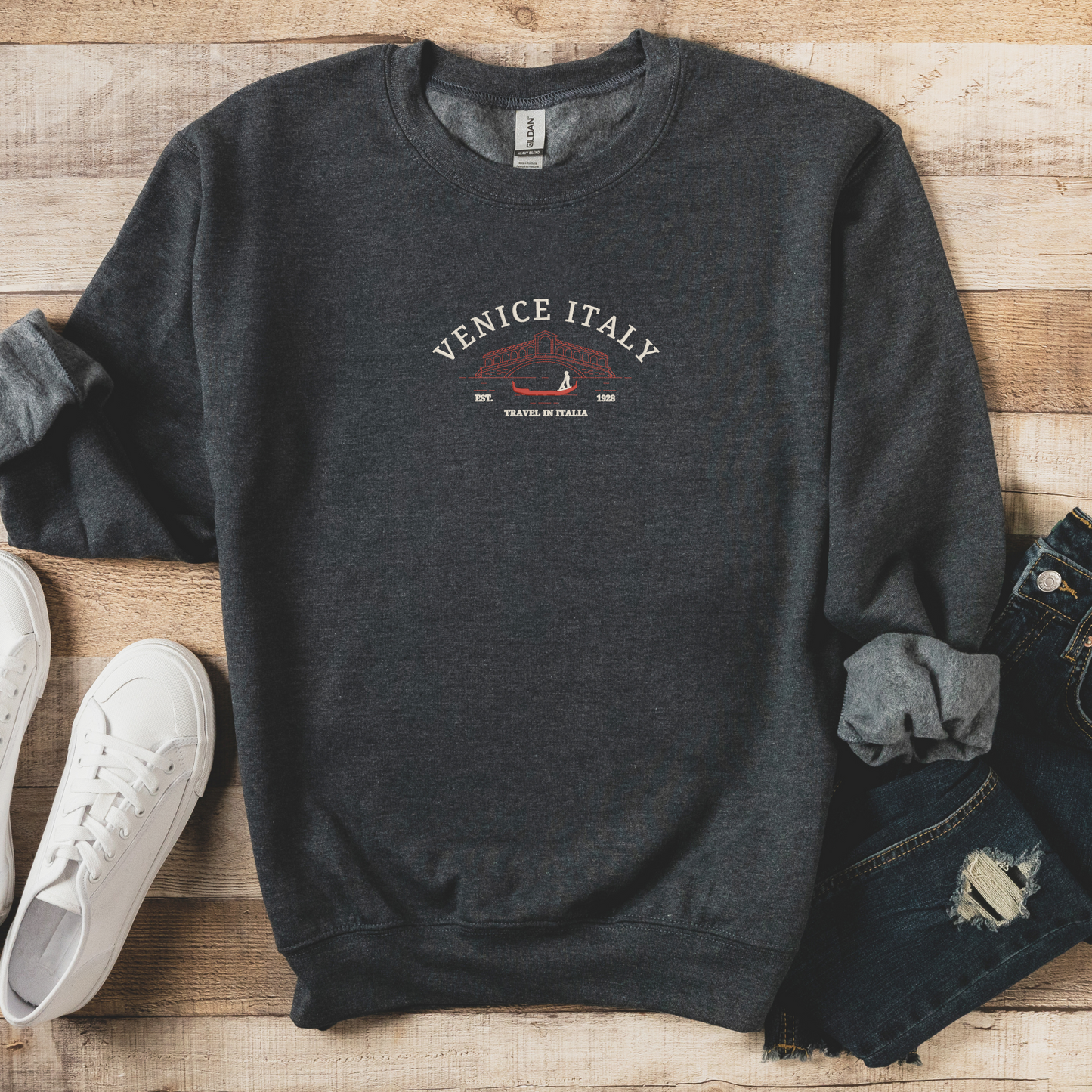 Venice Italy Crewneck | Wanderlust Canal Boat Design | Travel in Italia