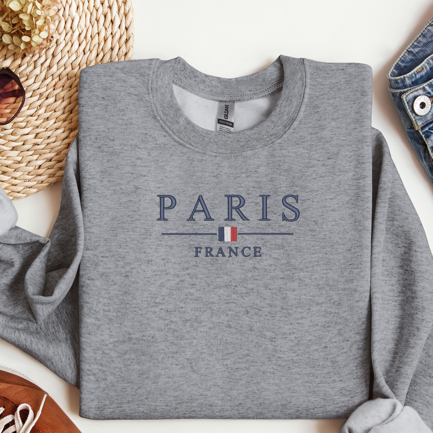 Paris France Embroidered Crewneck | Visit Paris Sweatshirt