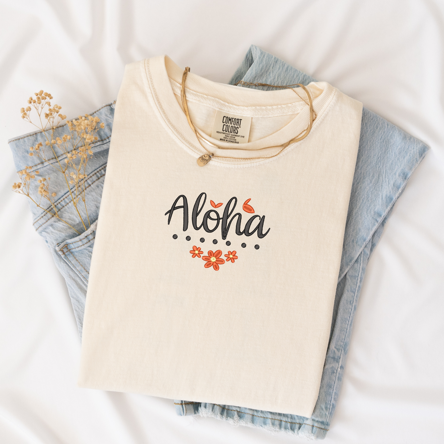 Embroidered Aloha T-Shirt | Beach Tee | Hawaii Shirt | Comfort Colors