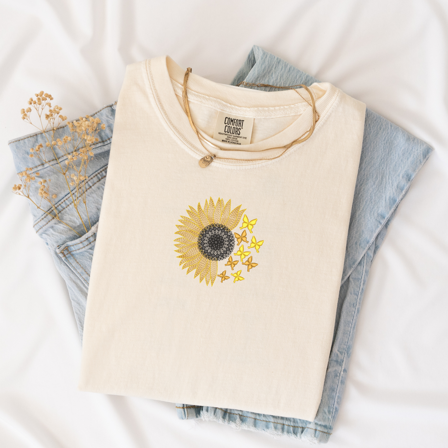 Summer Sunflower Butterfly Shirt | Botanical Tee