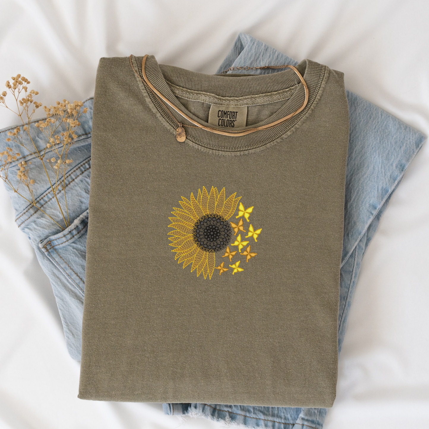 Summer Sunflower Butterfly Shirt | Botanical Tee