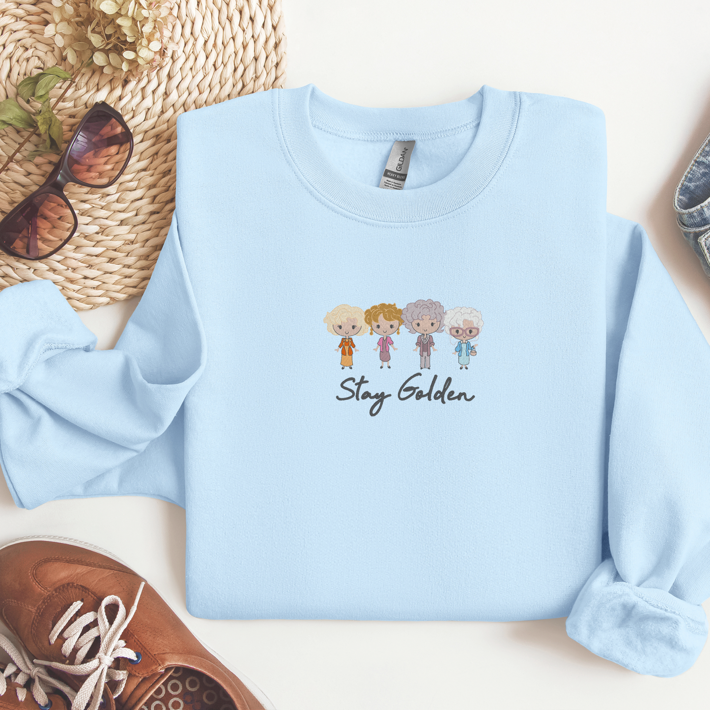 Golden Girls Inspired Embroidered Crewneck | Stay Golden Shirt