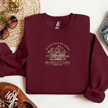 Illyrian Cabin Crewneck | Embroidered Book Worm Sweatshirt | Booktok Merch