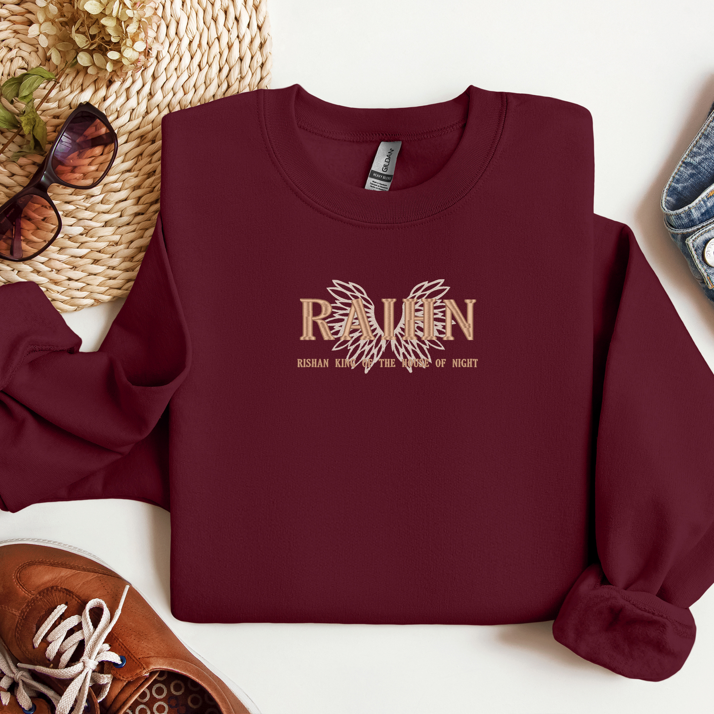 Raihn King of the House Of Night Embroidered Crewneck | Bookish Fantasy Apparel