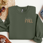 Cozy Hello Fall Logo Crewneck Sweatshirt | Retro Embroidered Fall Design