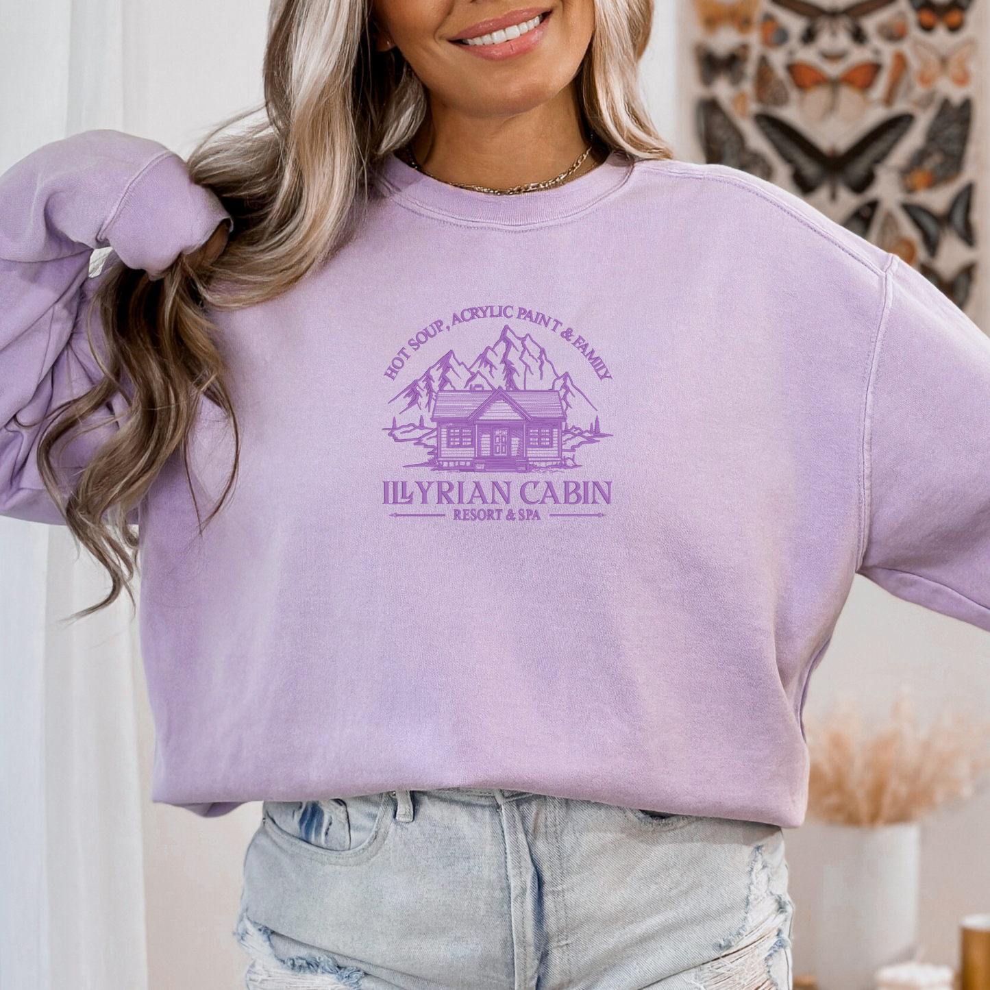 Illyrian Cabin Crewneck | Embroidered Book Worm Sweatshirt | Booktok Merch